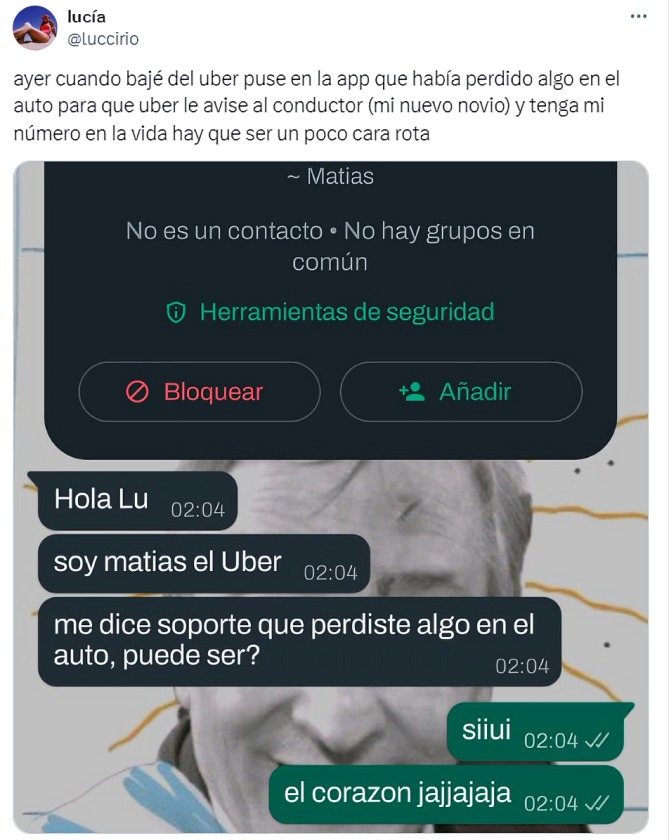 mujer env+ia mensaje a conductor de Uber