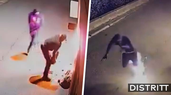 Sujero intenta incendiar negocio y termina en llamas