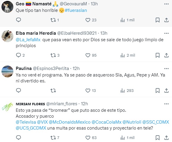 Comentarios sobre Sian Chiong escupiendo a comida