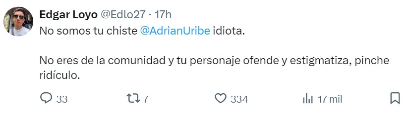 Usuario señañan Adrián Uribe se burla de la comunidad LGBT