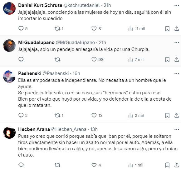 Reacciones sobre asalto a pareja en Edomex