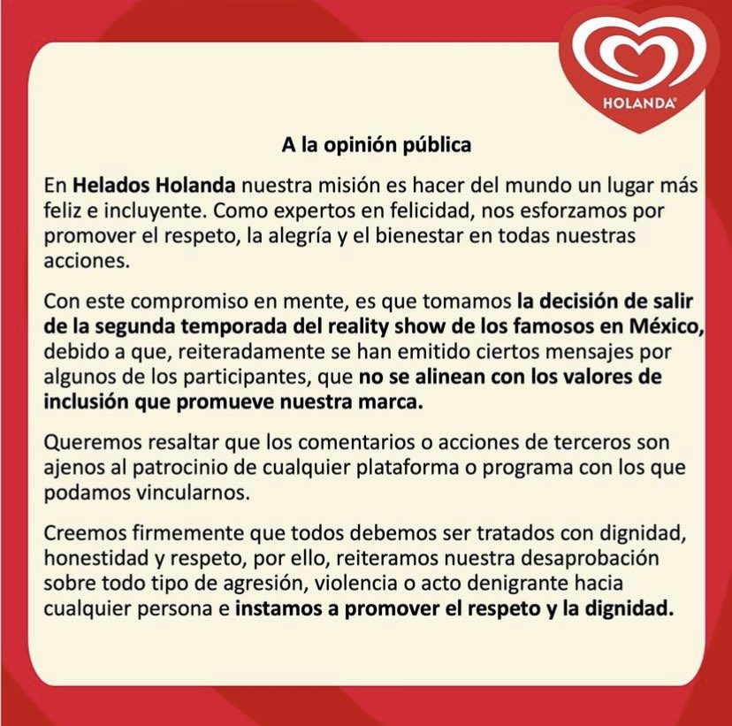 Holanda comunicado