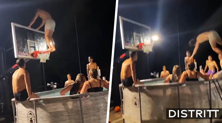 Joven se avienta clavado y cae fuera de la piscina |VIDEO