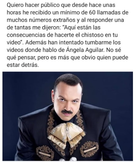 Influencer denuncia que Pepe Aguilar lo amenazó