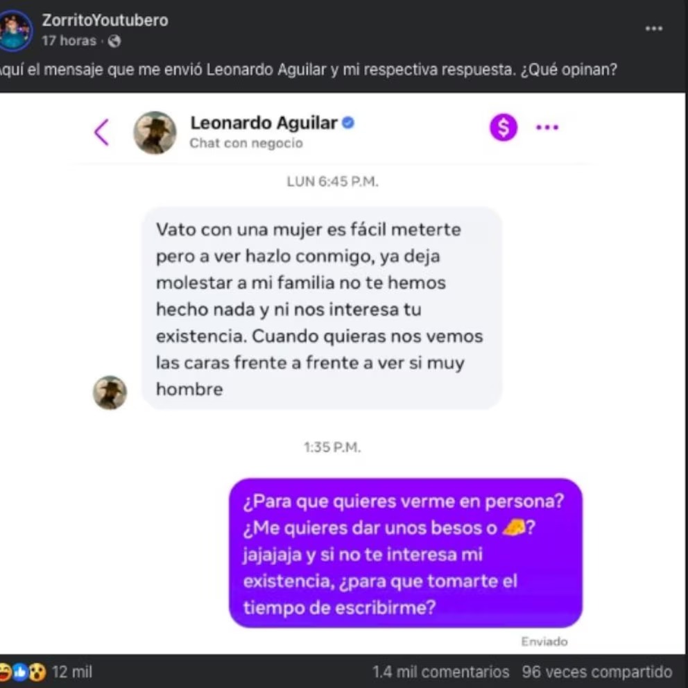 Zorrito youtubero exhibe presuntas amenazas de Leonardo Aguilar