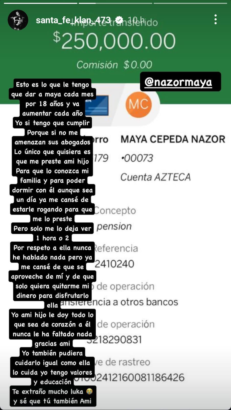 Santa Fe Klan señala que Maya no lo deja ver a su hijo