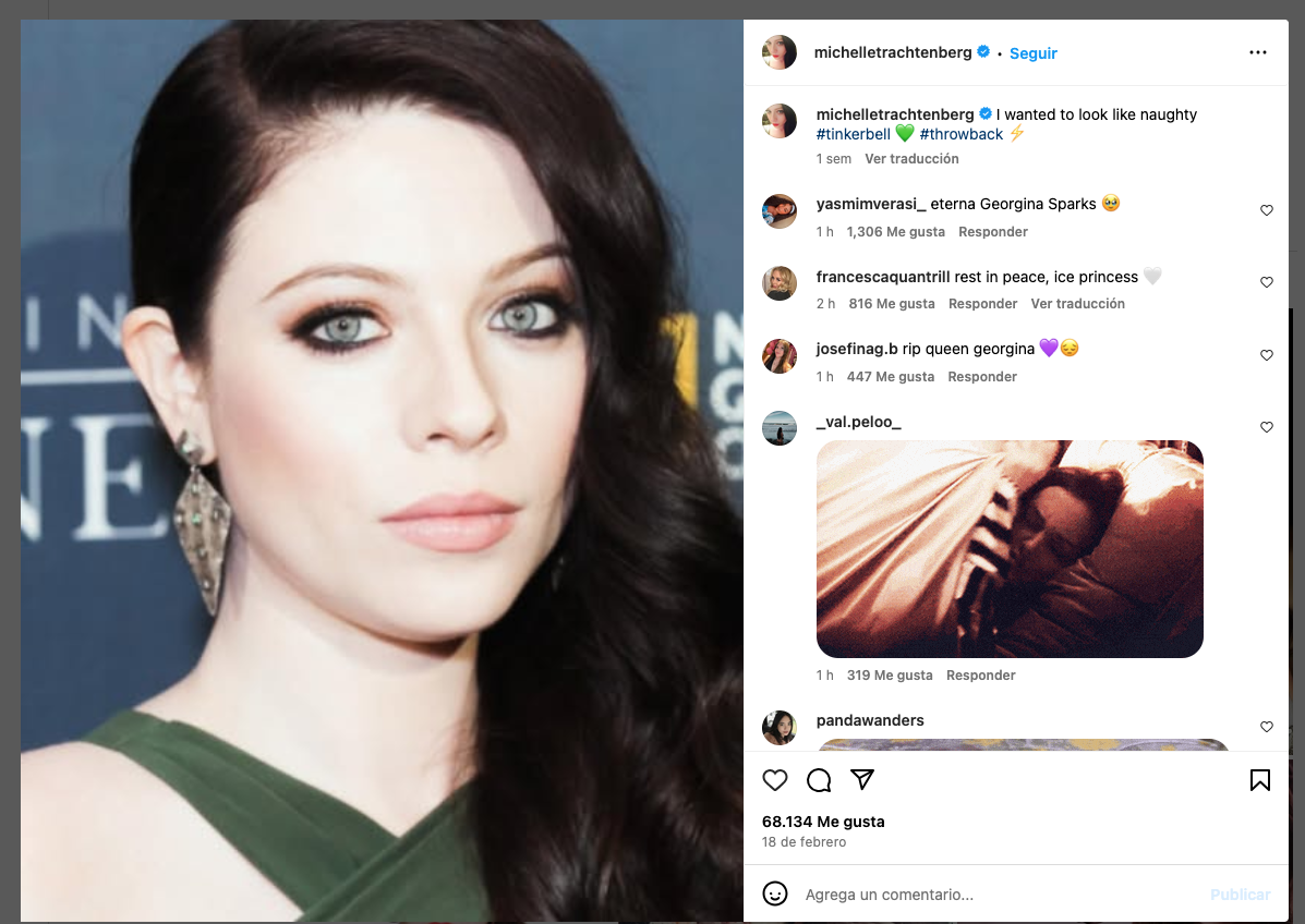 ¿Cuál fue la última publicación de Michelle Trachtenberg?