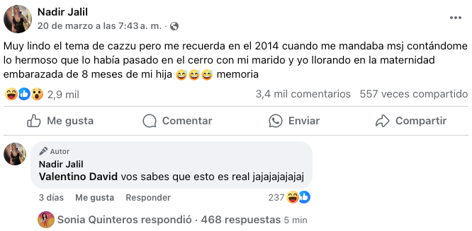 Mujer señala a Cazzu de ser la tercera en discordia