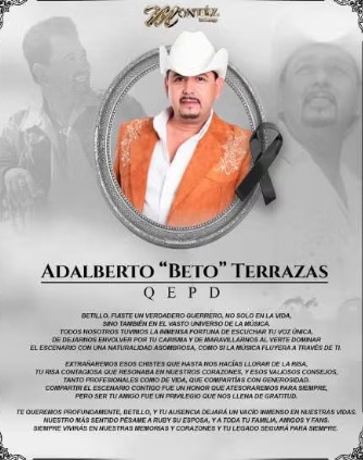 Reportan muerte de Beto Terrazas