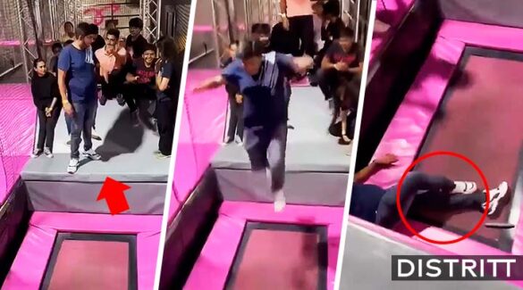 Hombre se rompe la pierna al saltar en un trampolín