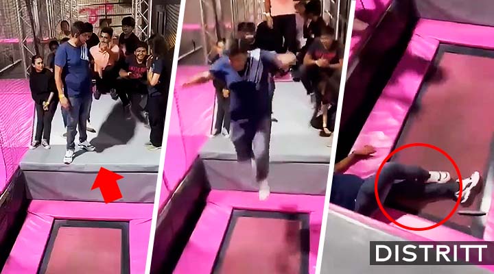 Hombre se rompe la pierna al saltar en un trampolín