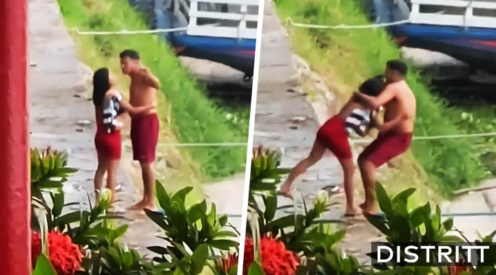 Joven amenaza a novia con tirarse al río; caen ambos |VIDEO