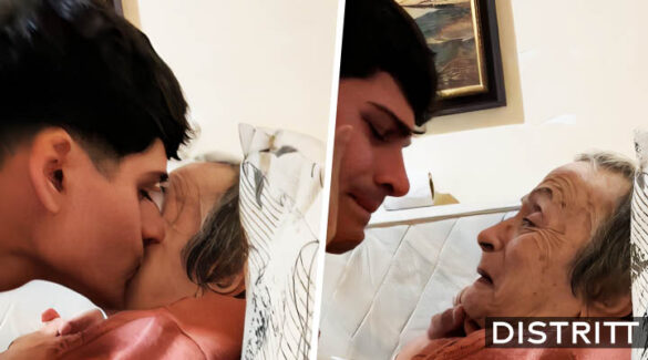 Joven se despide de su abuela antes de irse al extranjero