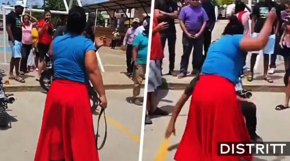 Mamá agarra a cinturonazos a su hijo por robar