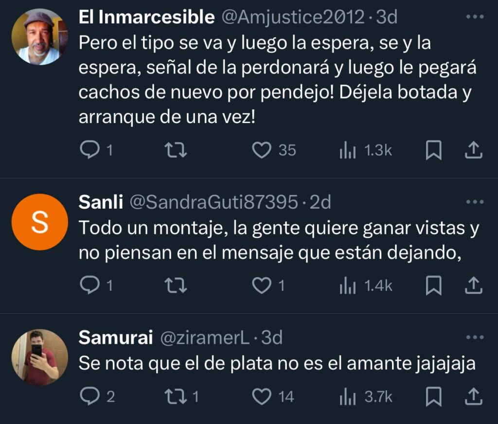 Usuarios de redes reaccionan a video de mujer infiel