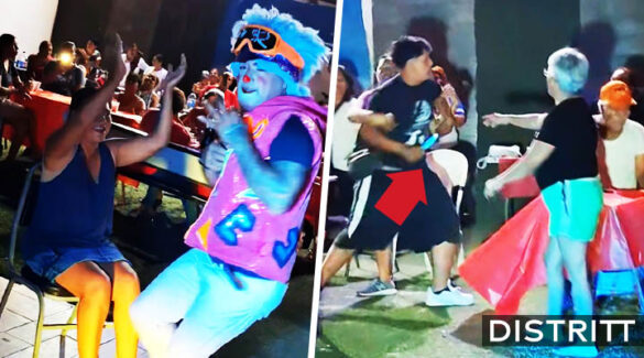 Hombre intenta acuchillar a payasito por bailarle a su mujer
