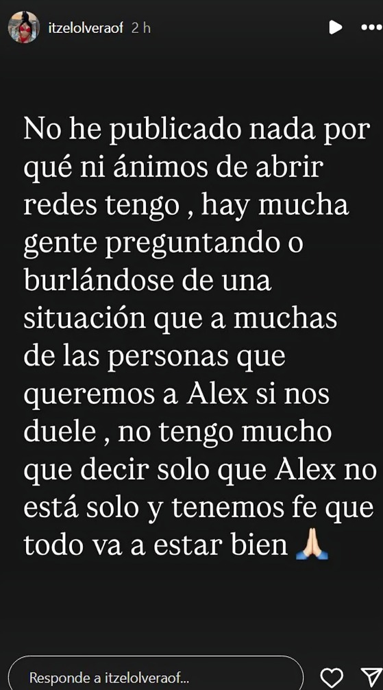 Itzel manda mensaje a Alex Marín