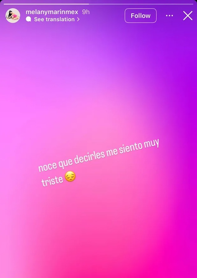 Melany manda mensaje a Alex Marín