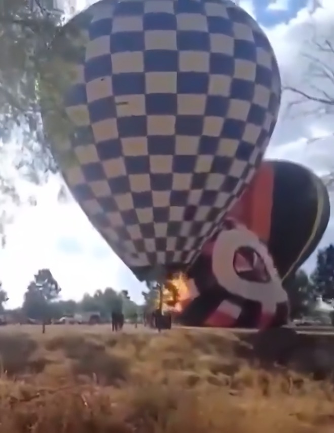 Video capta momento en el que globo aerostático se incendia