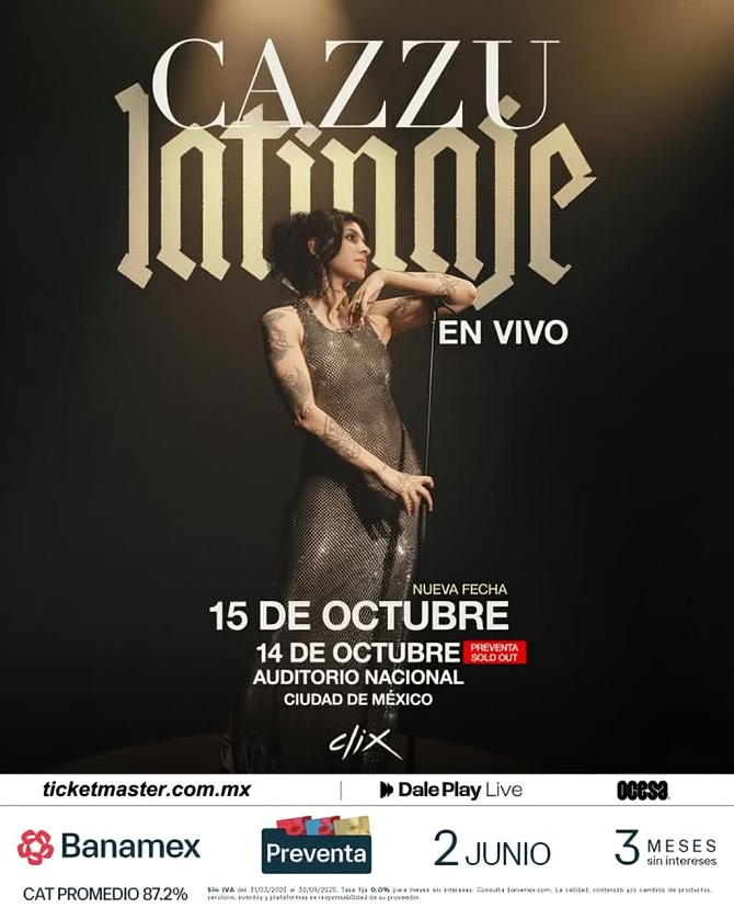 Cazzu anuncia segunda fecha en Auditorio Nacional