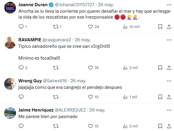 Comentarios sobre incidente con joven y olas