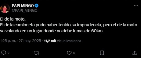 Responsabilizan a motociclista por ir a exceso de velocidad