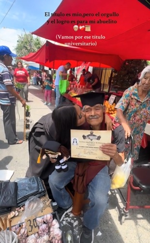 Redes aplauden a joven graduada que agradeció a su abuelo