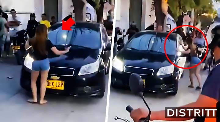Joven destruye carro de papá infiel tras cacharlo con otra