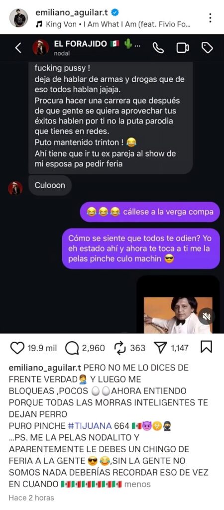 ¿Qué dice la conversación entre Emiliano Aguilar y Nodal?