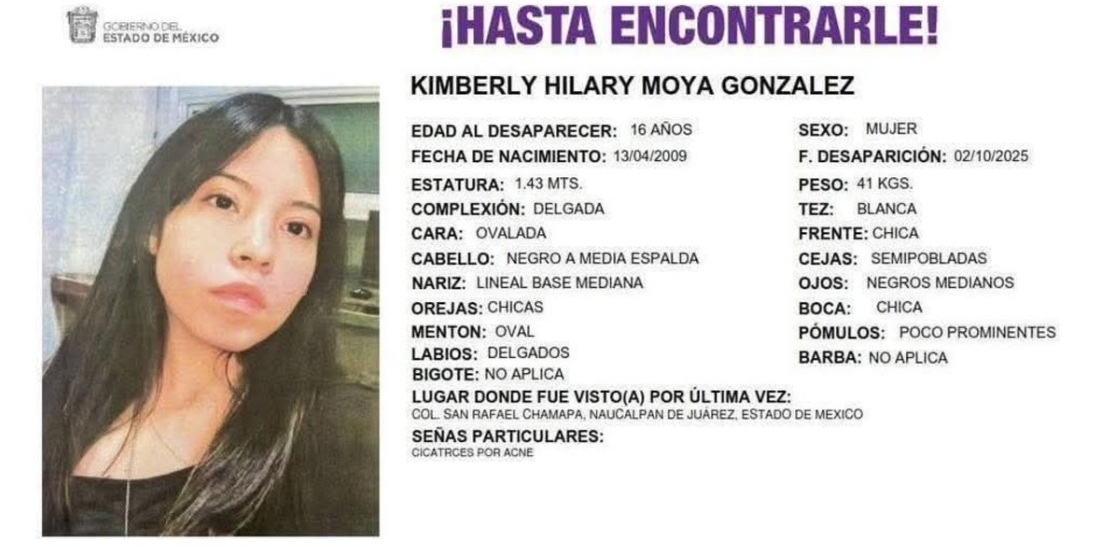 Ficha de desaparición de Kimberly Moya