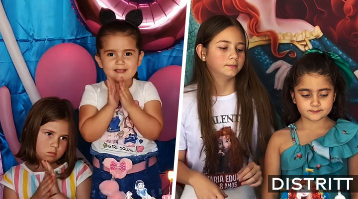 Hermanas recrean pelea viral en cumpleaños ¡5 años después!