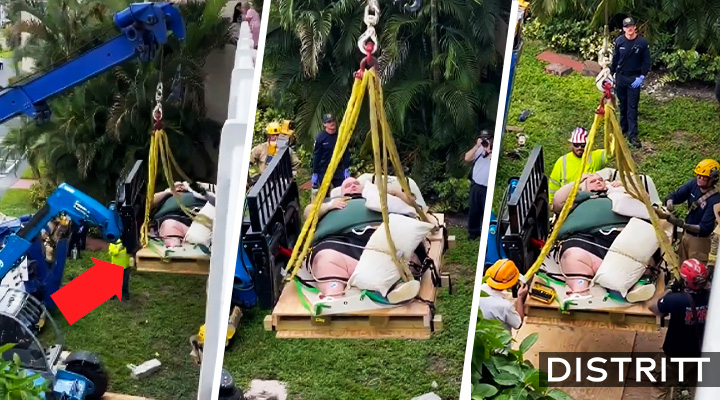 Paramédicos usan grúa para atender a hombre de 272 kg |VIDEO