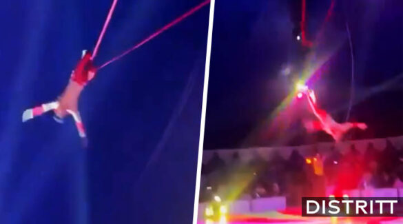 Trapecista sufre aparatosa caída al realizar su acto |VIDEO