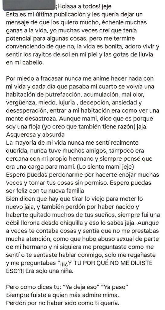 Yusvely dejó último mensaje antes de morir