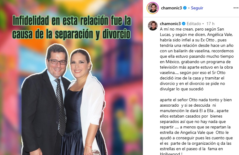 Otto Padrón solicitó el divorcio a Angélica Vale