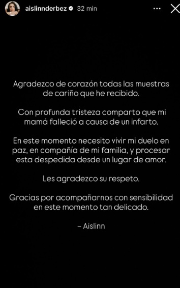 Aislinn Derbez revela causa de muerte de su mamá