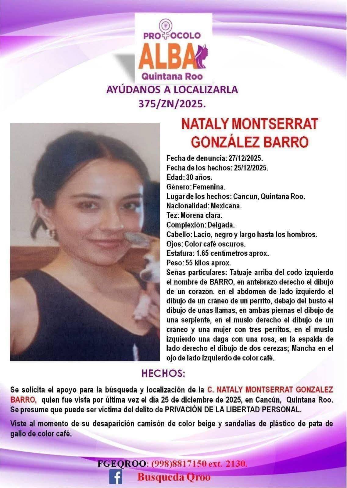 Nataly Montserrat. Cronología de su desaparición y muerte