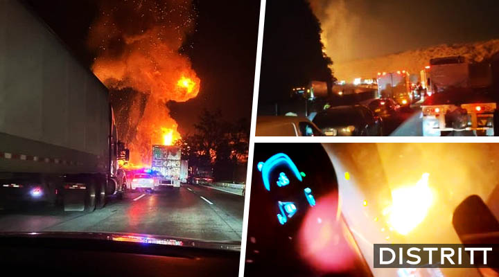 Así fue la explosión de pipa con gas en la México-Querétaro