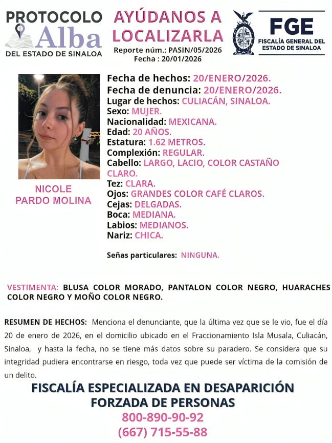 Emiten ficha de búsqueda de La Nicholette