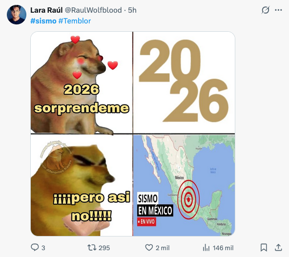 Los mejores memes que dejó el primer sismo de 2026
