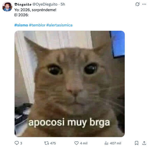 Los mejores memes que dejó el primer sismo de 2026