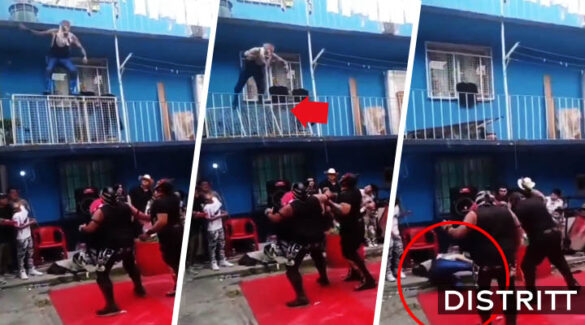 Luchador cae de segundo piso en función improvisada |VIDEO