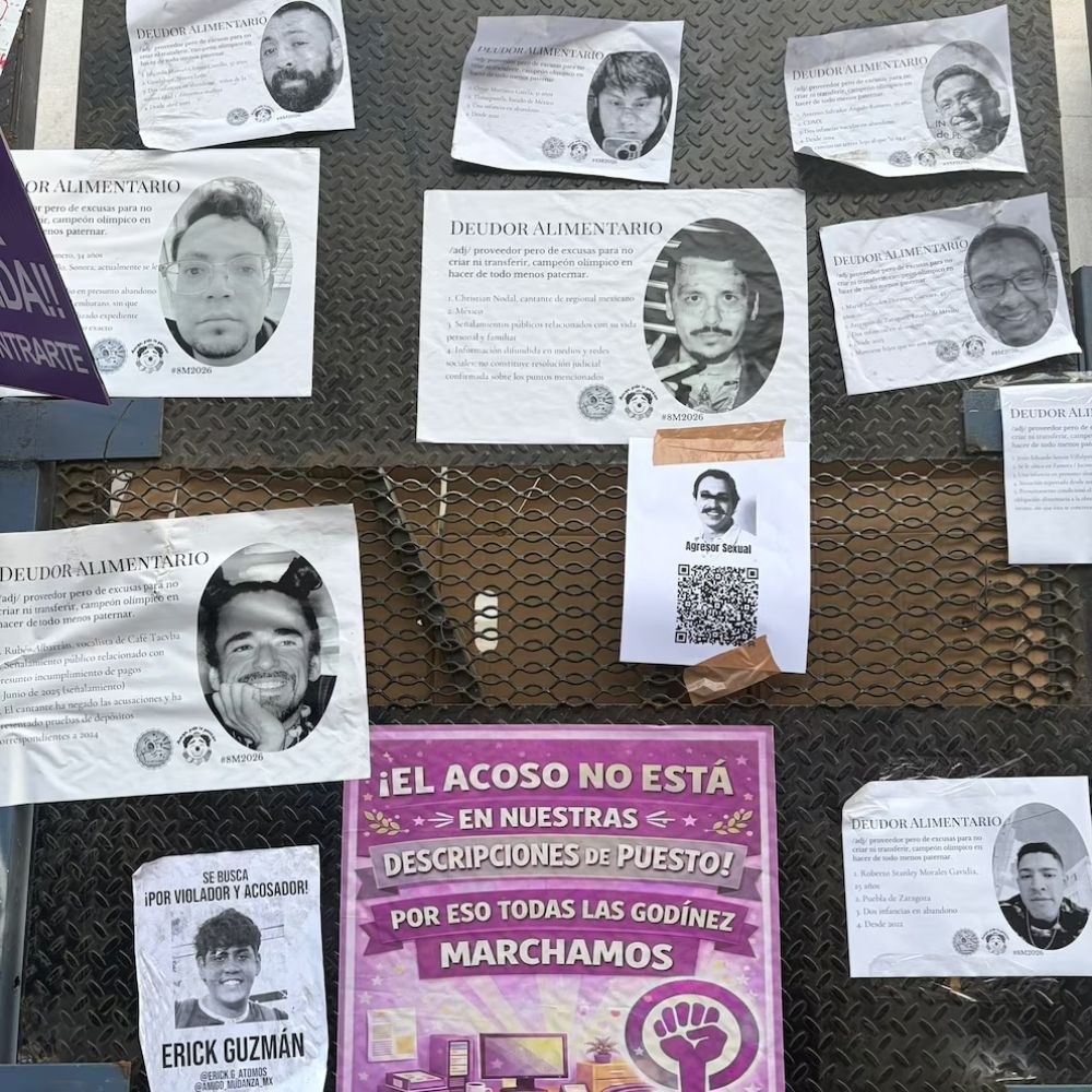Exhiben a Nodal en tendedero del 8M