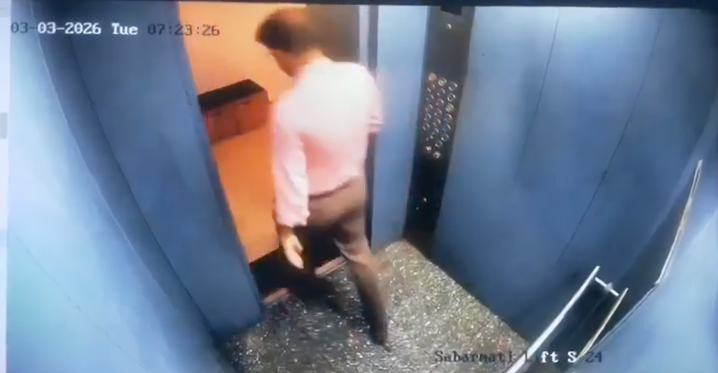 Hombre se salva de ser aplastado por elevador