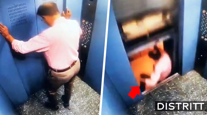 Hombre se salva de ser aplastado por elevador