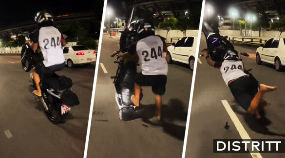 Hombre sufre accidente tras acrobacia fallida en moto |VIDEO