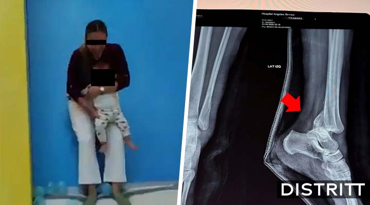 Mujer sufre fractura tras lanzarse de resbaladilla con bebé
