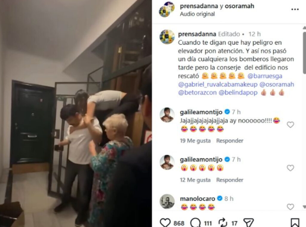 Belinda queda atorada en un elevador