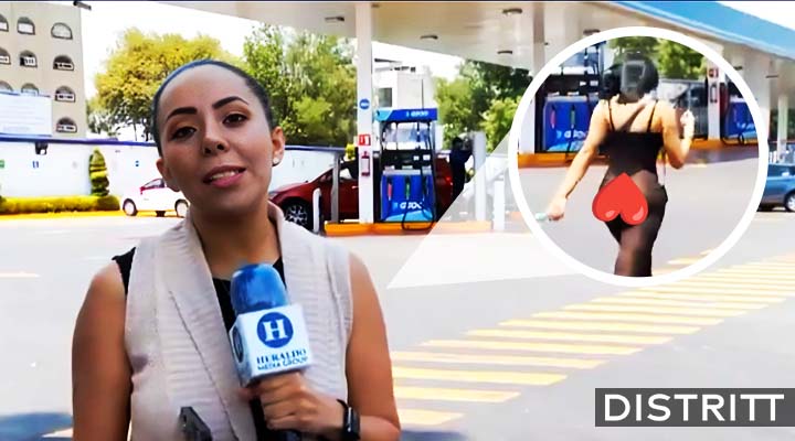 Camarógrafo se distrae con mujer durante reportaje