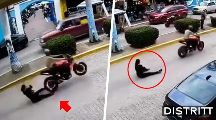 Motociclista tira a mujer con bebé en brazos |VIDEO